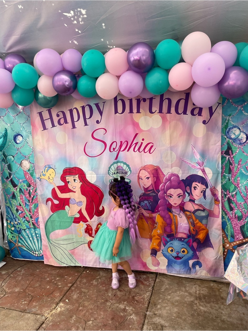 Happy Birthday Backdrops Personalized Sophia, little mermaid, kpop